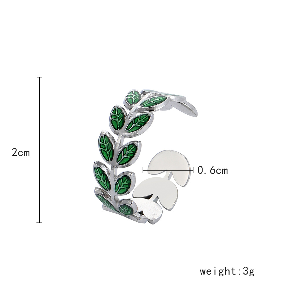 Fashion Leaf Stainless Steel Plating Open Ring 1 Piece display picture 12