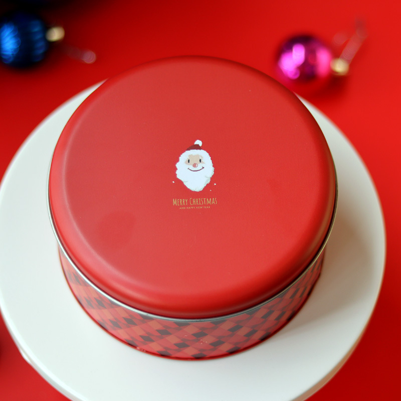 Nueva lata redonda de Navidad 135 galletas pequeñas embalaje de regalo de caramelo caja de hojalata redonda en stock