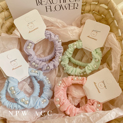 春夏新款珍珠發繩頭繩馬尾百搭發圈丸子頭扎頭皮筋簡約彈力大髮飾