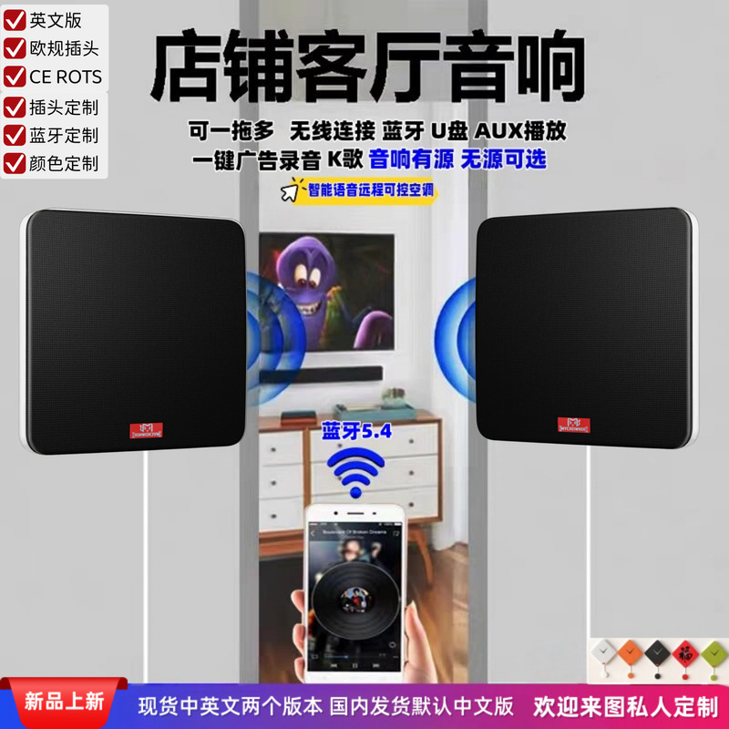 Cross-Border Exclusive Supply for Stores: Wall-Mounted Ceiling Wireless Bluetooth Speakers with Recording Function for Advertising Slogans, Suitable for Supermarkets and Cafes