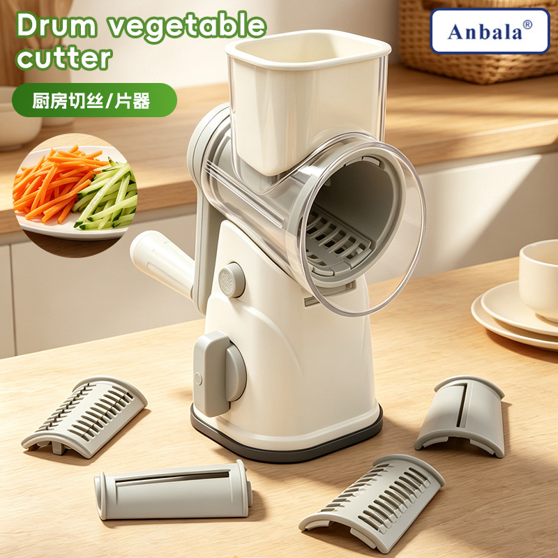 Cross-border multifunctional vegetable cutter drum slicer hand-crank vegetable cutter potato shredder grater julienne cutter wholesale