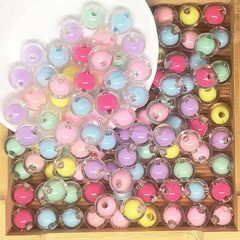 8-14mm透明カラーアクリルストレートビーズ円形プラスチックビーズdiy携帯電話チェーンビーズアクセサリー
