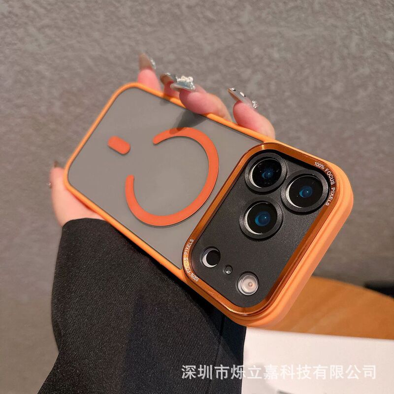 适用iPhone17PROMAX透明磁吸手机壳苹果16金属鹰眼镜头全包保护套|undefined