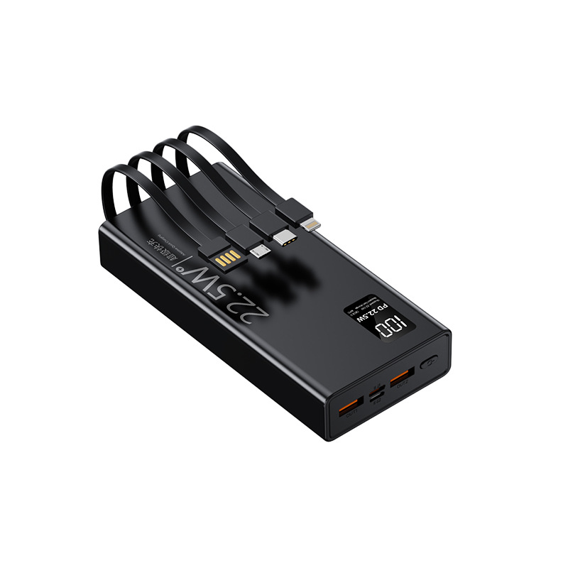 Banco de Energía de Carga Súper Rápida PD22.5W, 20000 mAh de Capacidad Ultra Grande con Cable Integrado, Fuente de Alimentación Móvil Portátil, Carga Rápida