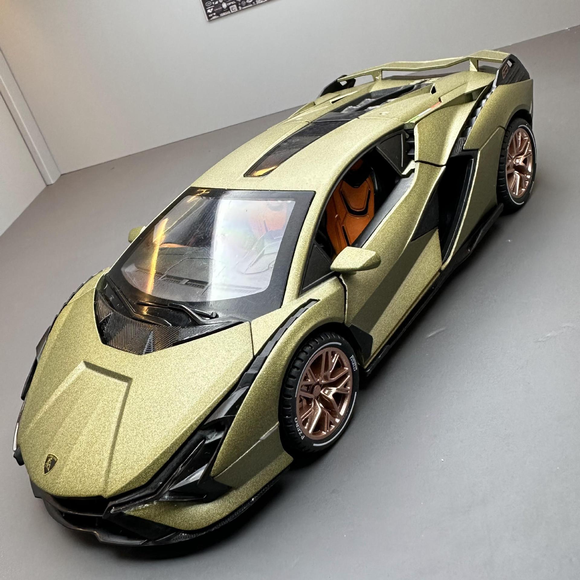 Modelo de coche de aleación de coche 1:24 Lanbo relámpago SIAN tire hacia atrás con sonido y luz niño juguete modelo de coche deportivo adornos