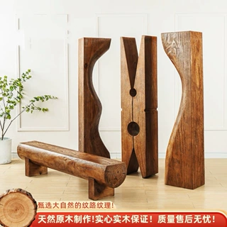 工厂中古复古深纹原实木创意电视柜民宿酒店服装换鞋摆件长条凳子