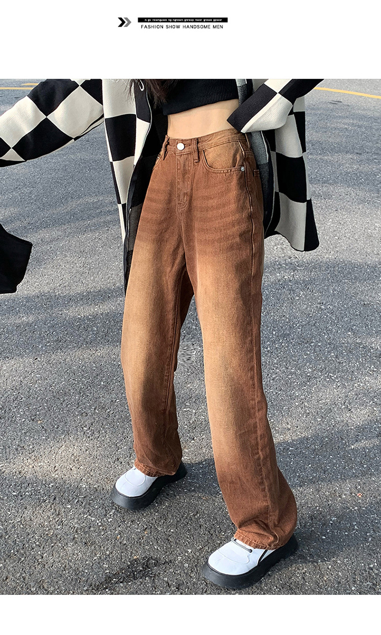 Stilvolle braune Jeans-Seitenansicht