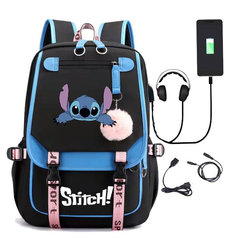 Nuevo Star Baby Stitch Stitch Boy Stitch USB carga mochila mochila para estudiantes de ambos sexos mochila