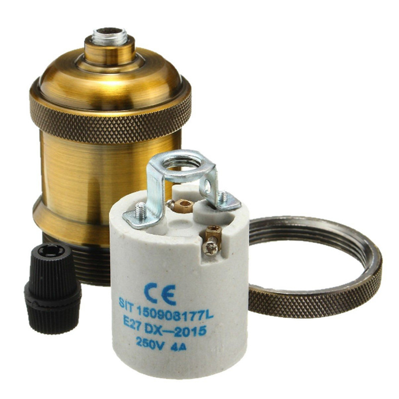 E27/E26灯座 铝合金外壳+陶瓷内芯 复古爱迪生灯头 110V/220V|ms
