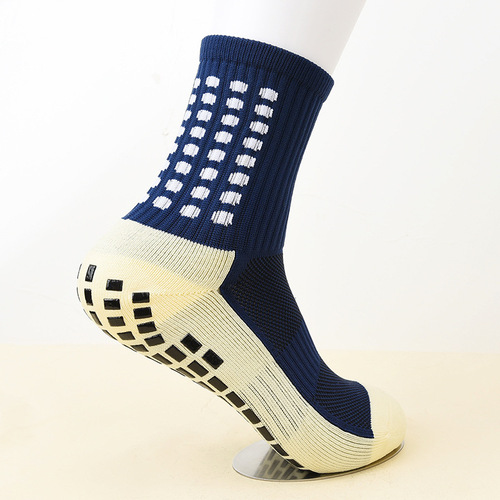 Thickened ribbed bottom soccer socks with grid breathable anti-slip glue mid-calf basketball elite running sports socks