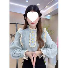 Y6U2025法式温柔风穿搭秋冬新款衬衫女气质拼接花边女装小众长袖