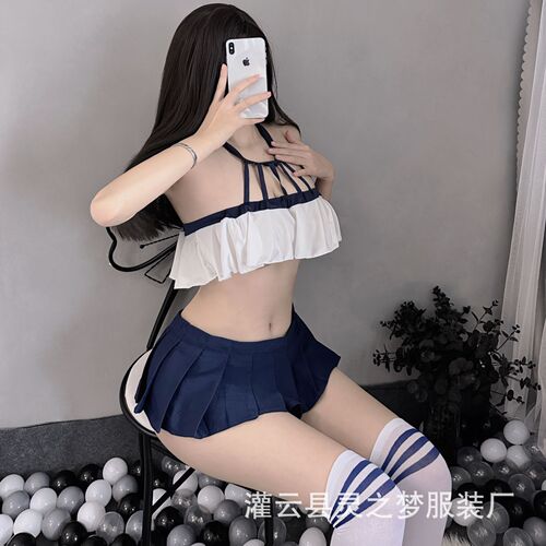 Guanyun County College Style Open Front Bare Chest Bodysuit Lingerie Campus Sexy Set Uniform Temptation 1017