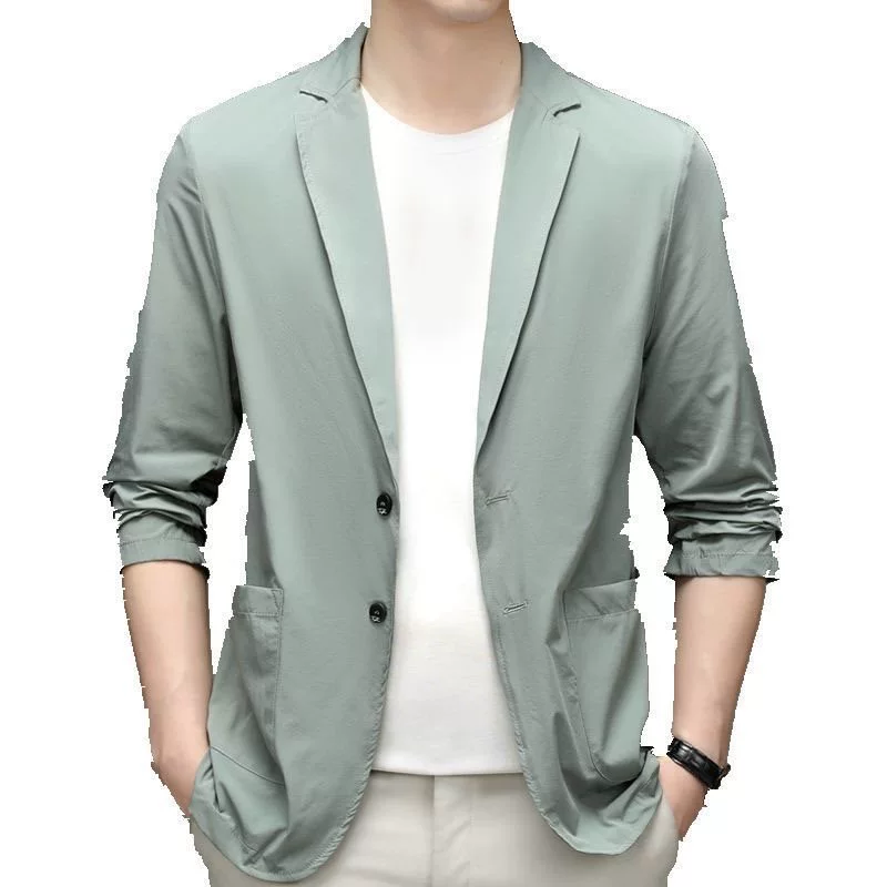 Men's thin suit, summer ultra thin silk jacket, oversize, sun protection