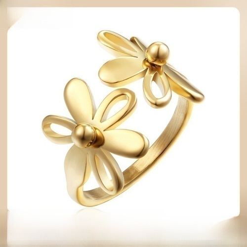 Sunflower-shaped Titanium Steel Ring Fashion Street Style Personality Finger Ring Stainless Steel Women's Ring Accessory Wholesale