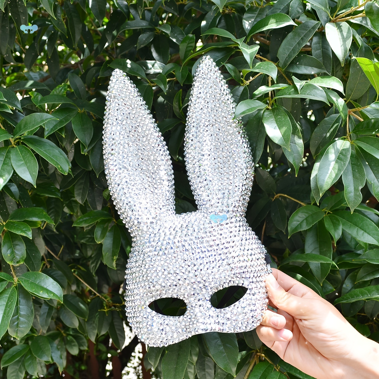 Glittering Rabbit Ear Mask-1PC Flashing Rhinestone Makeup