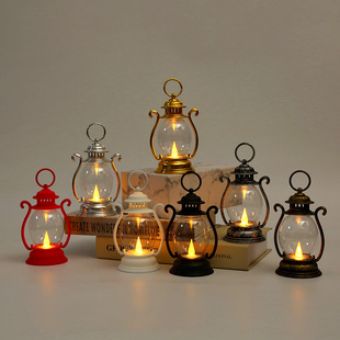 Cross-Border New Retro Lantern Led Digital Candle Small Oil Lamp Creative Atmosphere Decoration Gift Wind Lantern Horse Lantern