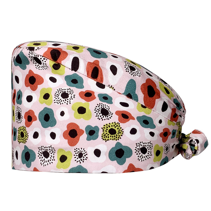 Sombrero de flores de algodón con estampado de dibujos animados, toalla absorbente para el sudor, sombrero de estudio médico, sombrero de enfermera UCI, envío directo de AliExpress