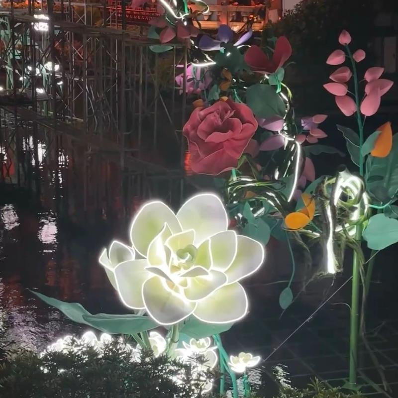 Al aire libre impermeable luminoso papel EVA flor de arte ventana de centro comercial belleza decoración flor lámpara de boda automática