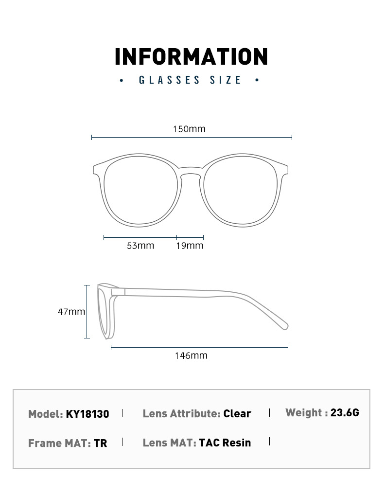 2022新款成人光学眼镜时尚舒适男女通用全框架防蓝光眼镜KY18162详情9
