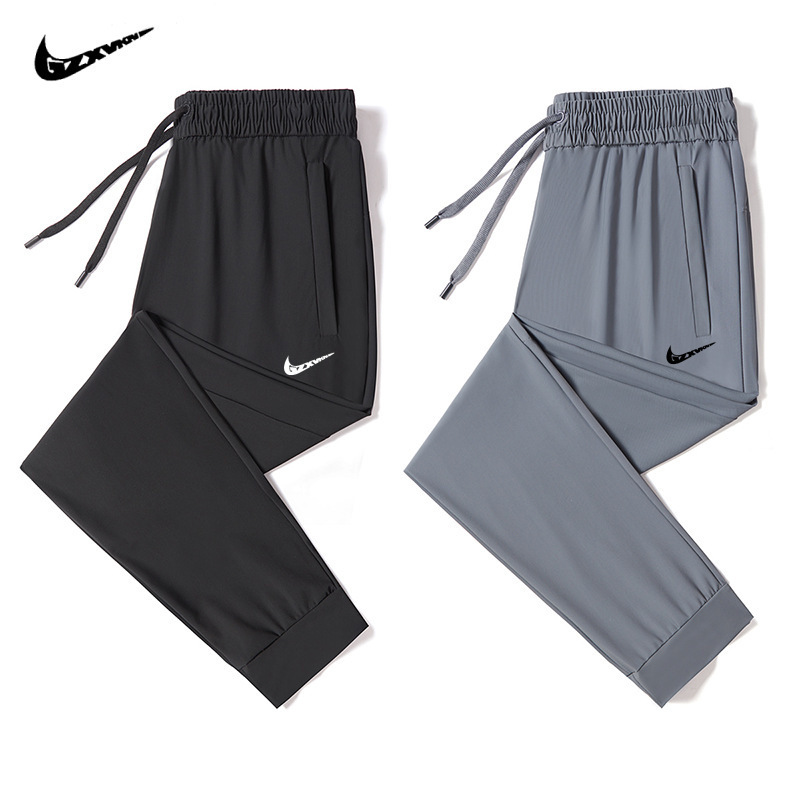 Ice Silk Pants Men's Summer Thin Men's Casual Pants Breathable Leg-Tie Loose High Elastic Quick-Drying Air-Conditioned Sports Pants Ice Silk Pants Men's Summer Thin Men's Casual Pants Breathable Leg-Tie Loose High Elastic Quick-Drying Air-Conditioned Sports Pants