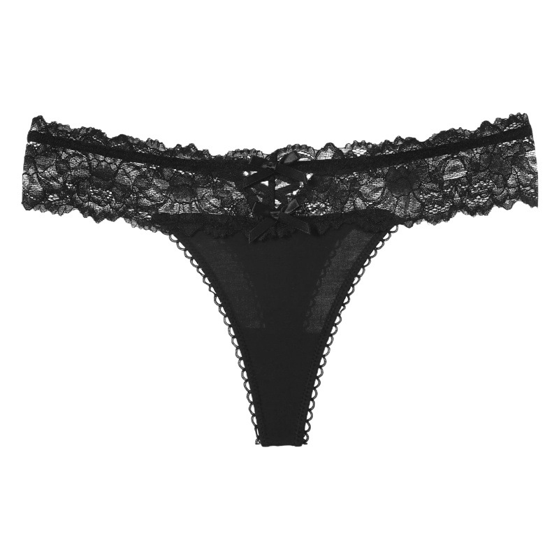 Cross-Border Ice Silk Sexy Low-Waist T-Pants with Hollow Back Cross Design, Hot See-Through Lace Women's Underwear T-String 1887