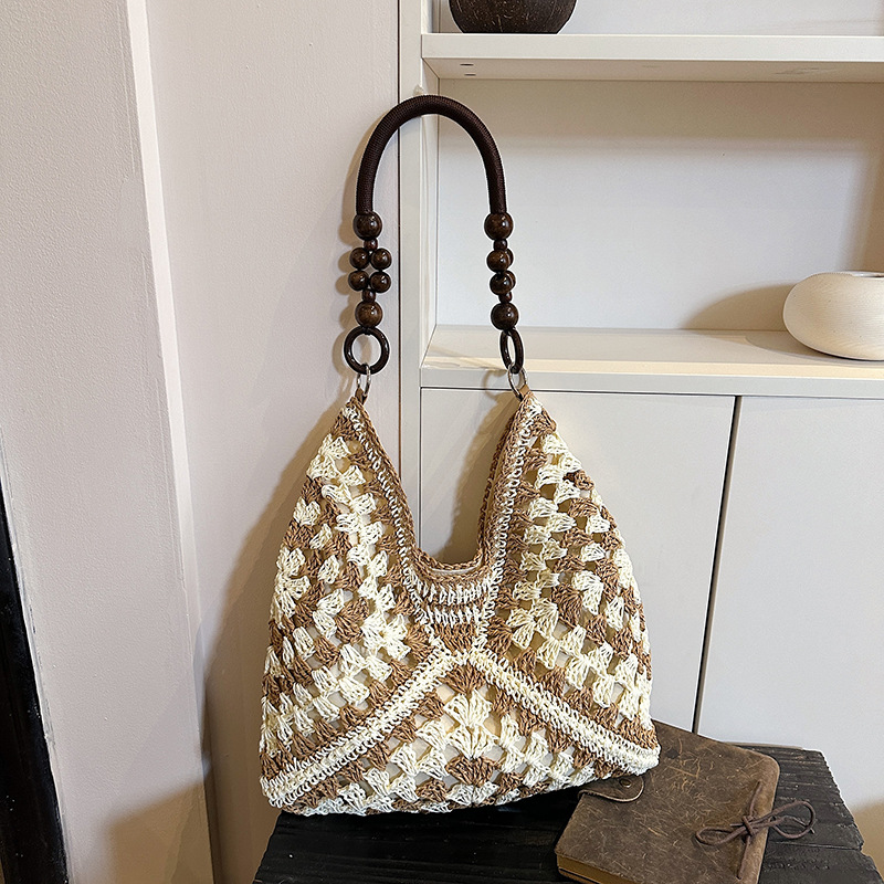 Bolsa de tejido de gran capacidad para mujeres 2026 nuevo verano de vacaciones en la playa bolsa de viaje simple bolsa de arte image 20