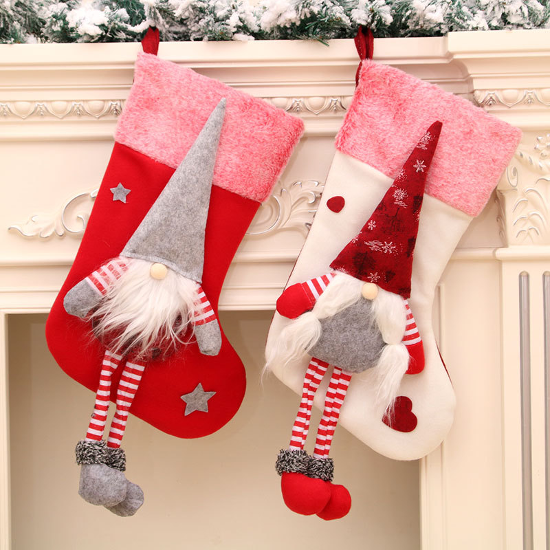 Transfronterizo nuevo con las piernas de felpa sin rostro Deep Forest viejas medias de Navidad colgante de Navidad decoraciones de Navidad