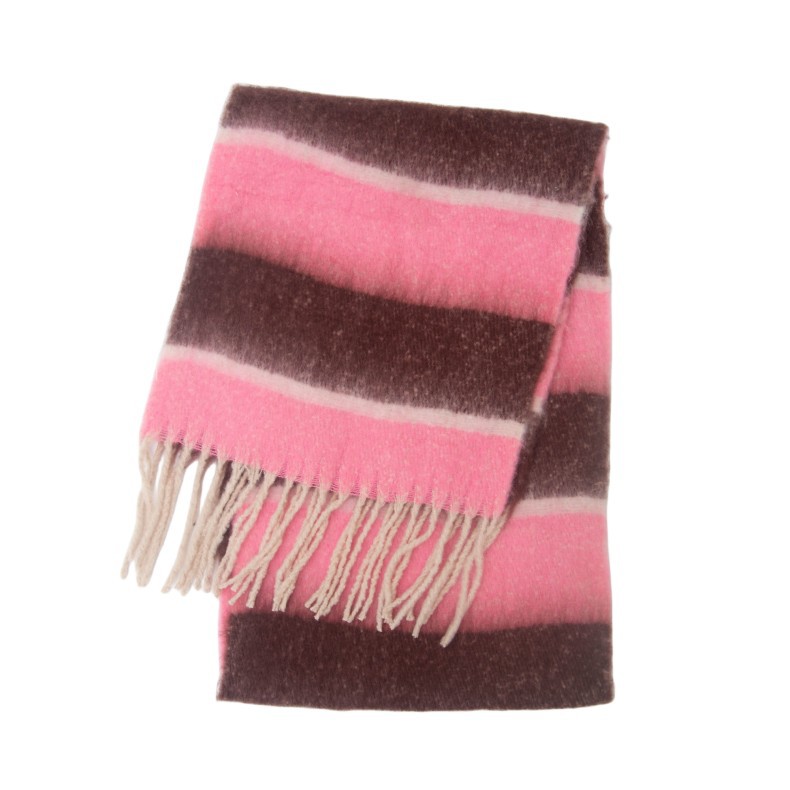 770g Weight Scarf Classification Daily Occasion Polyester Material Stripe Pattern Autumn&Winter Season Women's Gender Tassel Design Casual, Simple Style Style Women's Casual Simple Style Stripe Polyester Tassel Scarf 19