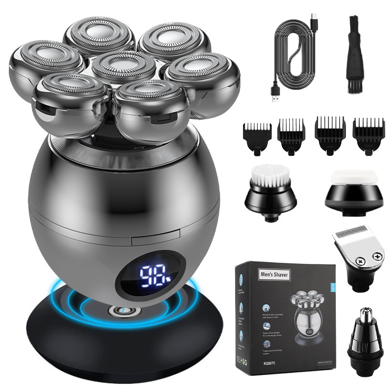 Cross-Border Induction Charging Full-Body Washable Electric Shaver Multi-Functional Head-Changing Men's Shaver Bald Clipper