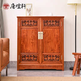 红木家具缅甸花梨木仿古鞋柜实木两门储物柜中式鞋架门厅柜玄关柜
