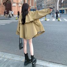 2025新款高级感洋气英伦风斗篷式宽松休闲连帽风衣外套女春秋