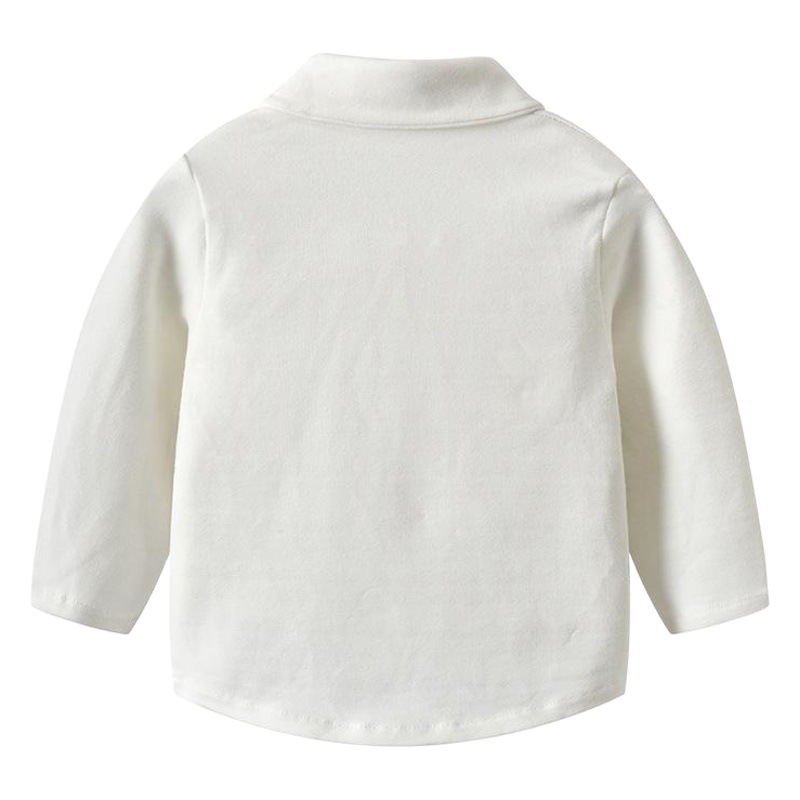 Camisa DE LOS NIÑOS primavera y otoño popular pajarita camisa blanca de algodón de manga larga suave bebé solapa que basa la camisa superior