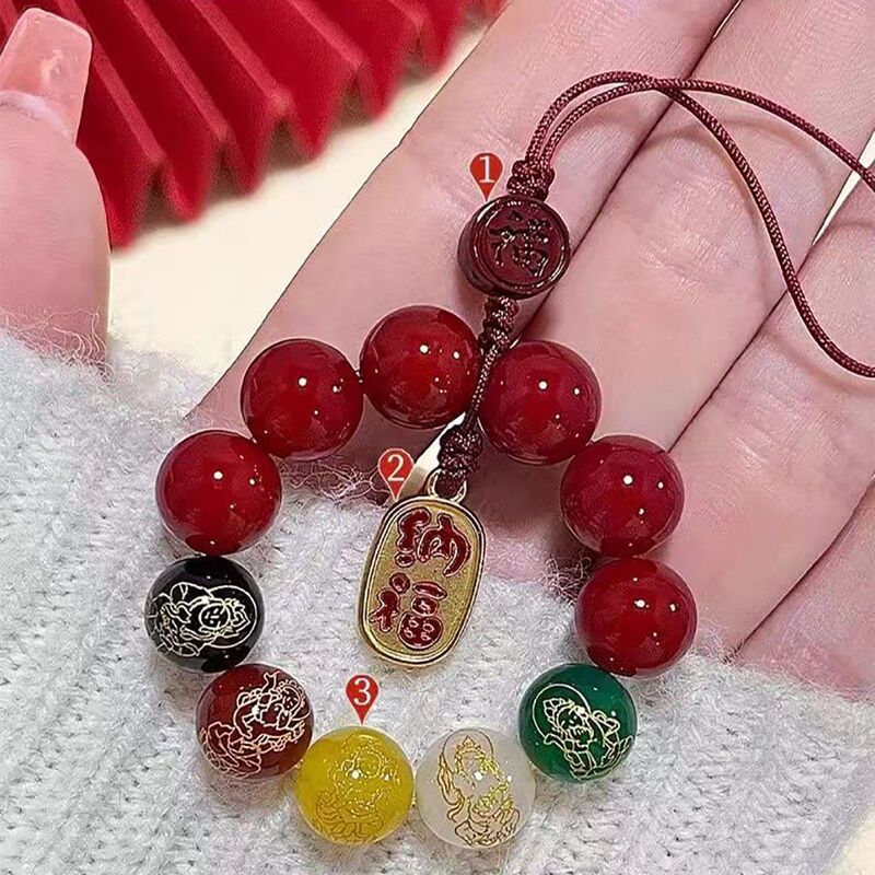 New five-way god of wealth mobile phone chain lanyard mobile phone case pendant good luck this year pendant men's and women's national style