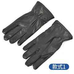 メンズとレディースの指付き手袋、オートバイ用縫製手袋、男性用暖かい冬用在庫あり、無地タッチスクリーンブラックレザーグローブ、厚手