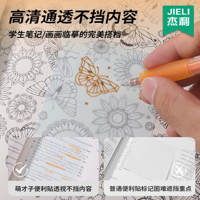 【透明抽纸便利贴】创意抽拉n次贴学生办公备忘标记留言贴抽纸式|undefined