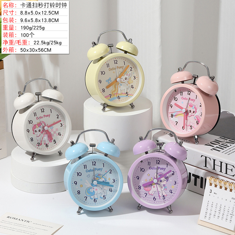 Super ruidoso retro campana despertador dormitorio noche luz mudo reloj regalo creativo estudiante reloj de noche Decoración