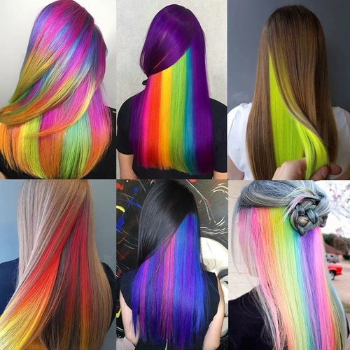 Cross-border European and American wig clips with ear-hanging design, dyed hairpieces—new arrival in one-piece style, featuring vibrant gradient colors and high-temperature resistant fibers.