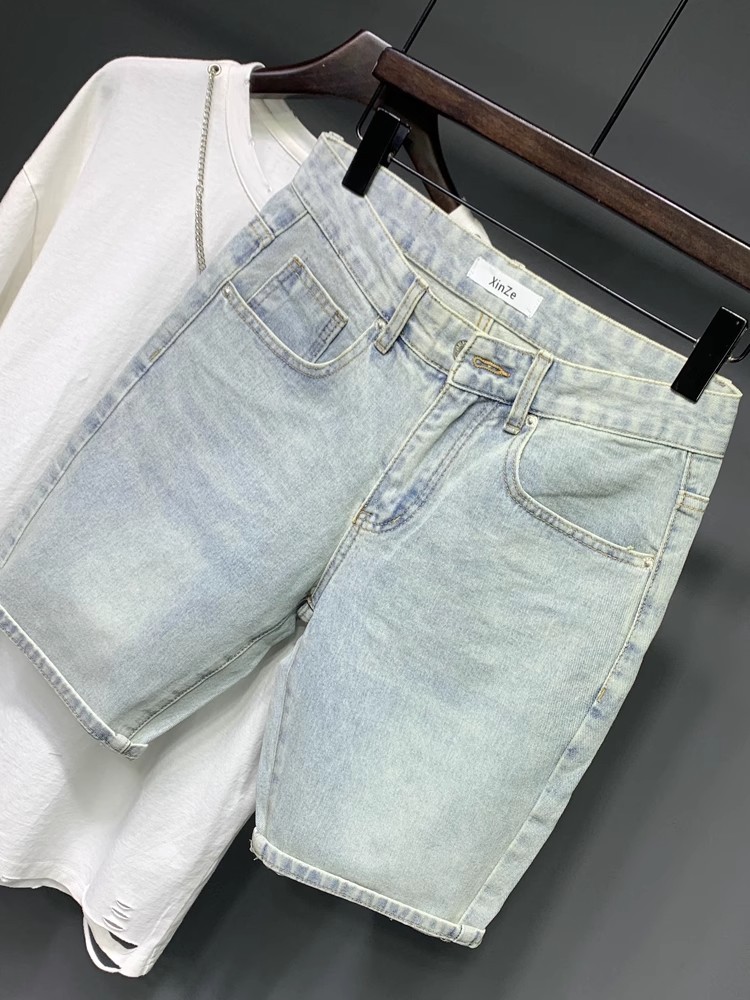 Men's Clothing Men's Retro Stretchy Denim Shorts Trendy Summer Style Five Point Pants For Formal & Casual For Mental_mkmklike.com