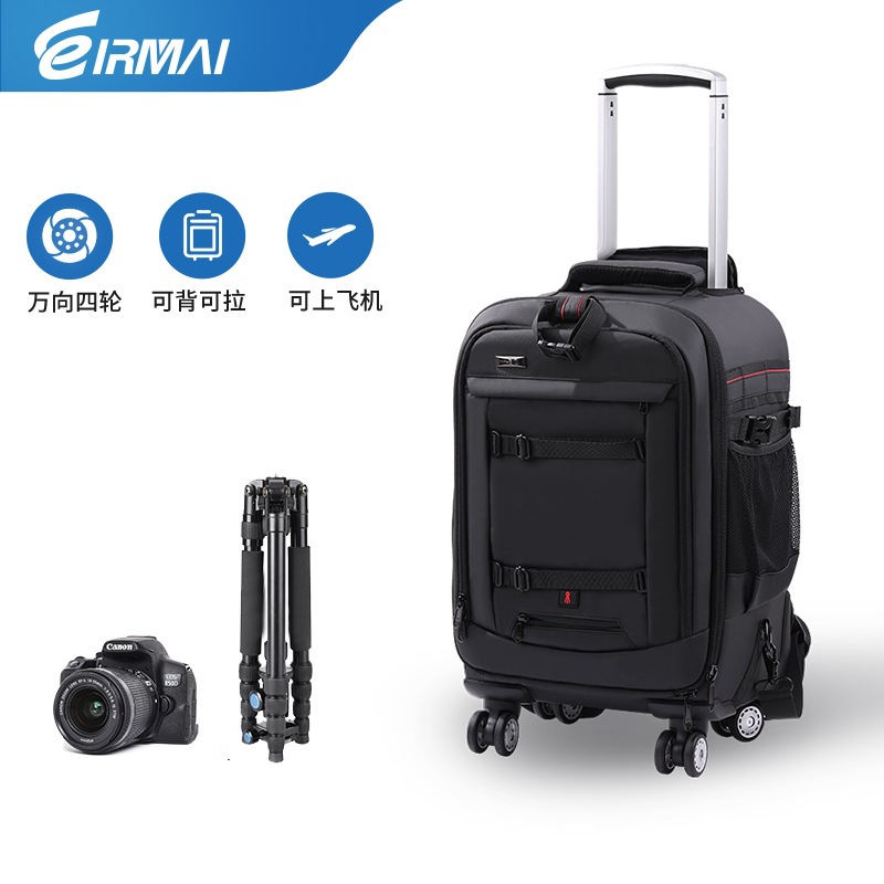 RUIMA 여행 트롤리 사진 상자 두 배 어깨 다기능 전문 대용량 SLR 디지털 카메라 배낭