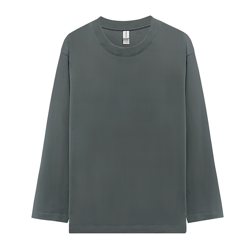 Camiseta de manga larga de algodón puro 220g kangli spray directo artesanía ropa de clase empresarial ropa de trabajo tendencia deportiva cuello redondo de ocio