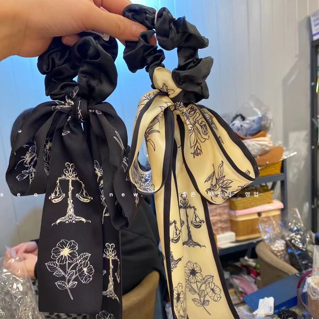 韓國新款ins～氣質百搭法式優雅飄帶花卉大腸發圈發繩天秤座女孩