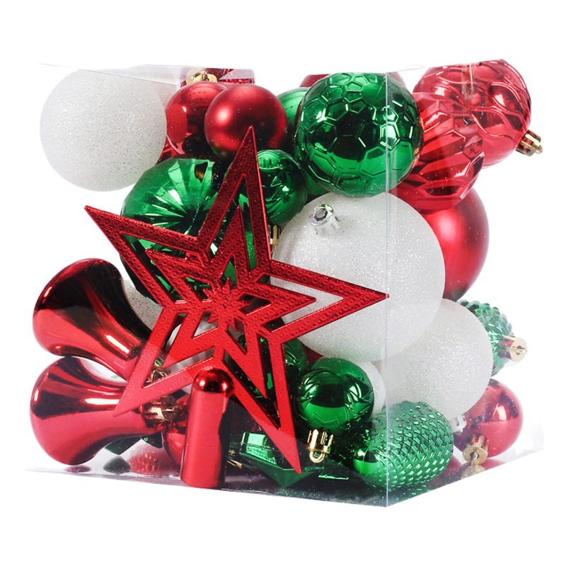 Transfronteriza nuevas decoraciones de Navidad 45 piezas árbol estrella superior BOLA DE Navidad árbol de Navidad colgante traje bolsa de regalo