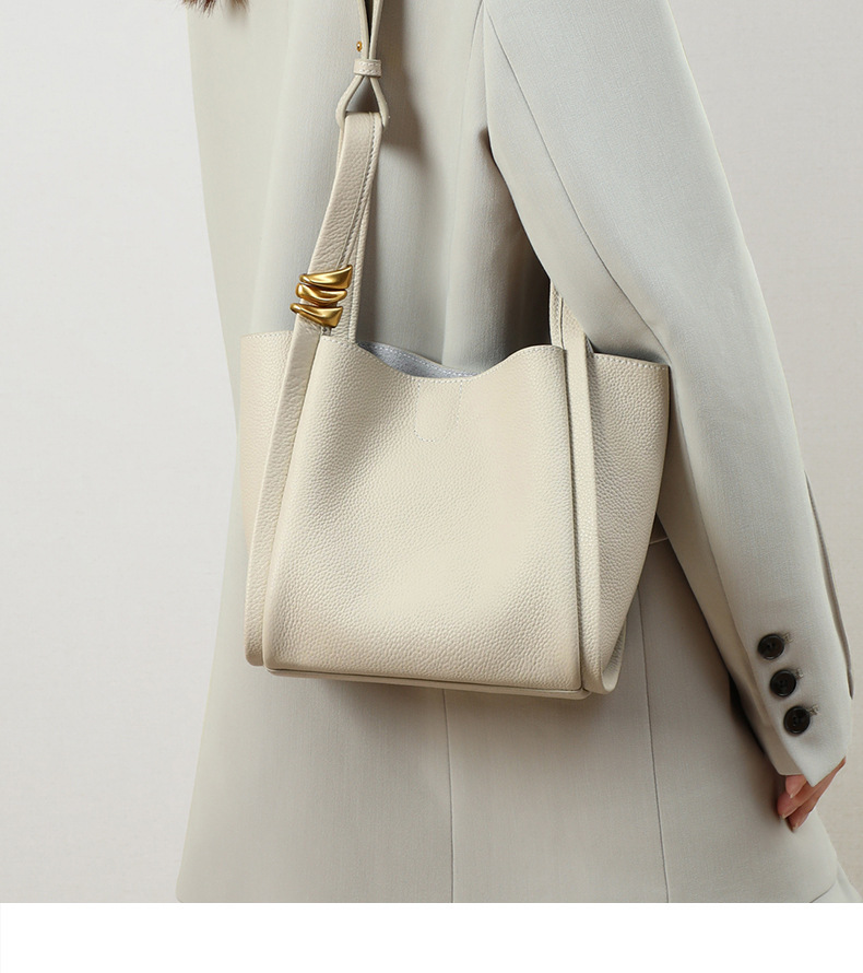 Women’s Bags this year's popular new style versatile bucket bag, niche designer genuine leather hand held vegetable basket_voghion.com