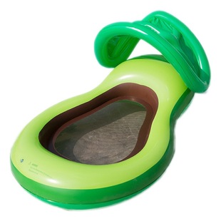 Adult Avocado Float Row Inflatable Swimming Ring with Canopy Shading Seat Ring Mesh Anti-seepage Water Bed Fruit Seat Floating Ring