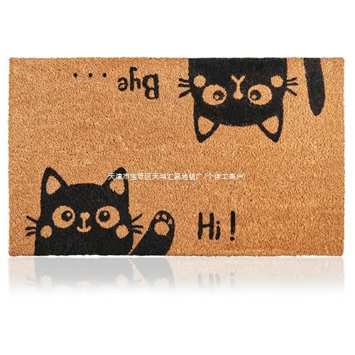 Amazon temu alambre material coco marrón inglés amor gatos y pájaros en la alfombra de la puerta antideslizante alfombra de entrada