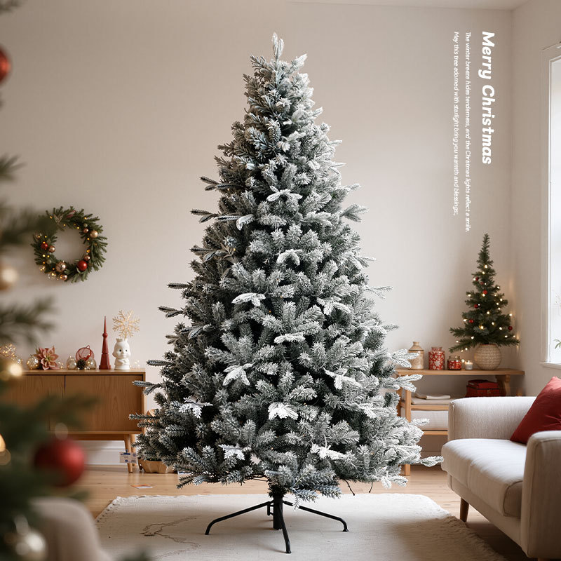 Arbol de Navidad blanco flocado pe decoración de Navidad nieve simulación árbol de nieve criptografado lujoso paisaje de nieve árbol grande desnudo