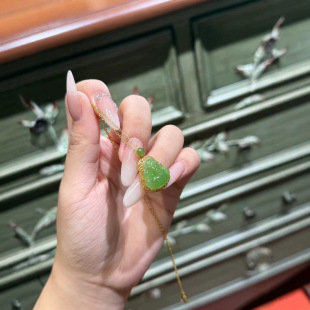 Jin Yu Tang Xinjiang Hetian Jade Sends Silver Chain Jasper 18k Heavy Gold Inlaid with Apple Green Buddha high quality