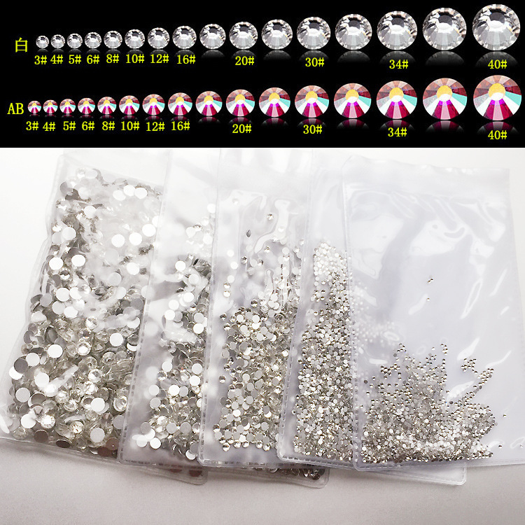 Nail art Czech diamond drill diy white flat bottom diamond trade adiamond Nail Polish glue jewelry wholesale