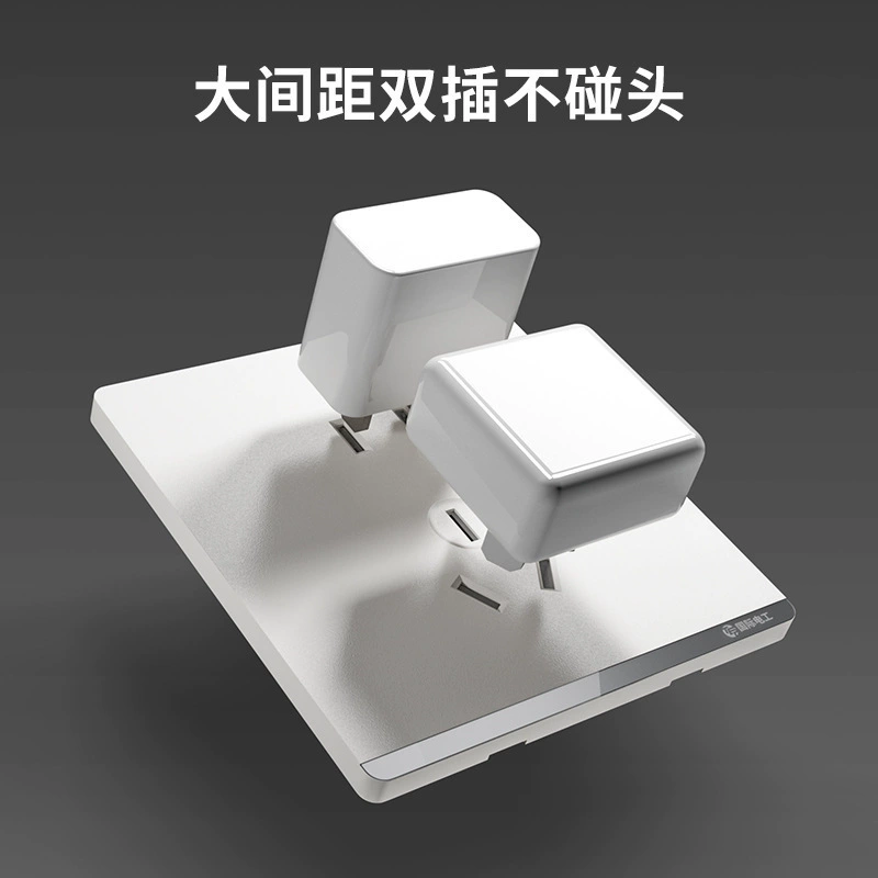 Панель выключателя света Type 86 белая, настенная, 16A источник питания USB-сокет двойное управление скрытый, открывается с пятью отверстиями
