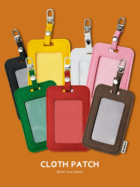 Felt Card Holder Work Permit Employee Factory Card Holder Id Card Bus Card Student Id Card Holder with Keychain Wholesale
